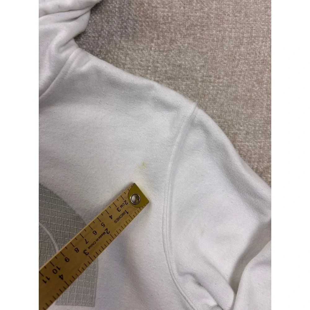 The North Face Mens White Graphic Logo Pullover Hoodie Sweatshirt Size M